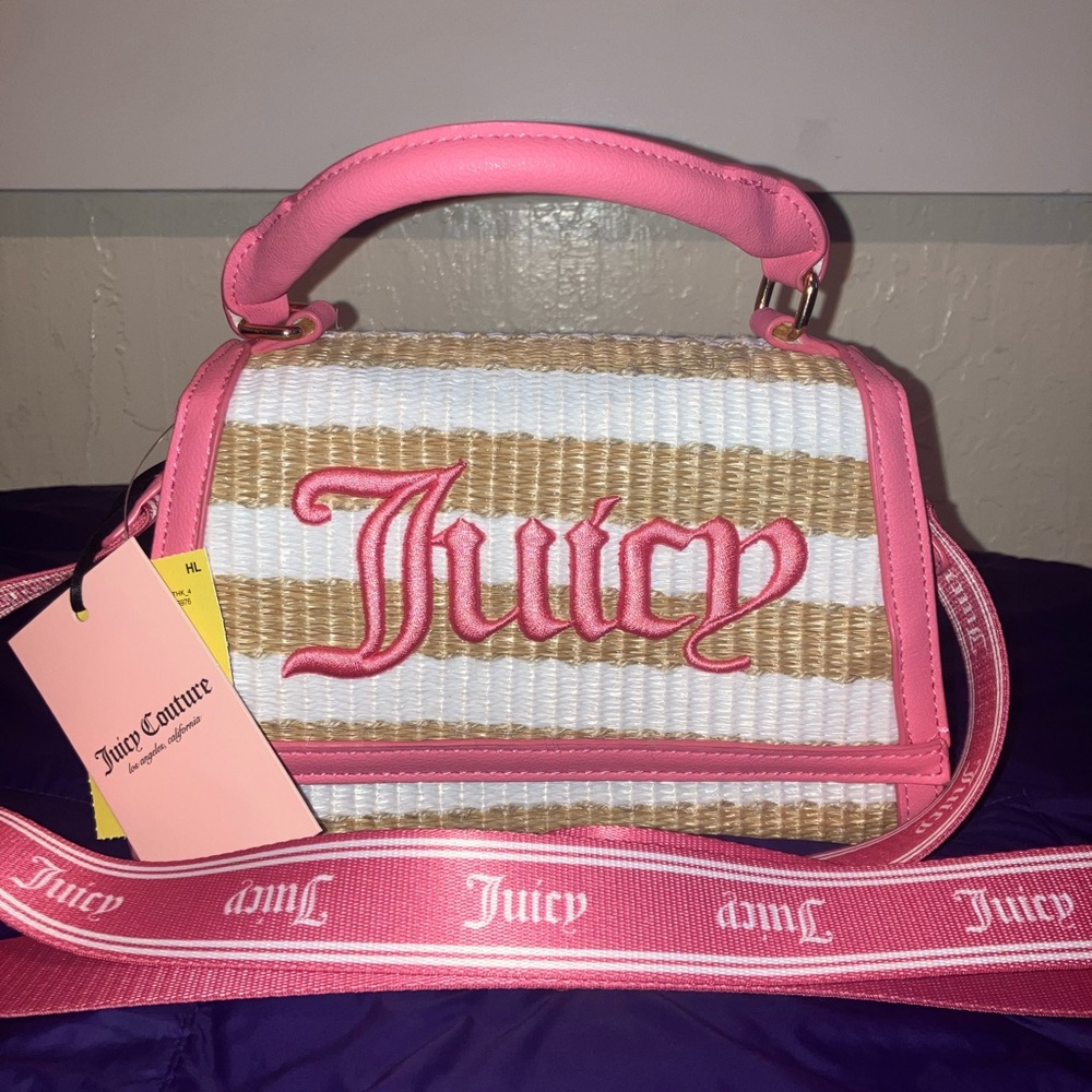 Juicy Gelato Square Tote in a pink lemonade, natural, and white colorway